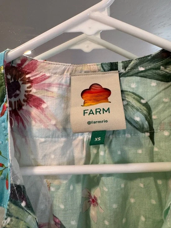 FARM Rio Floral Tiered Dress in Mint Green and Pink - Picture 2 of 3